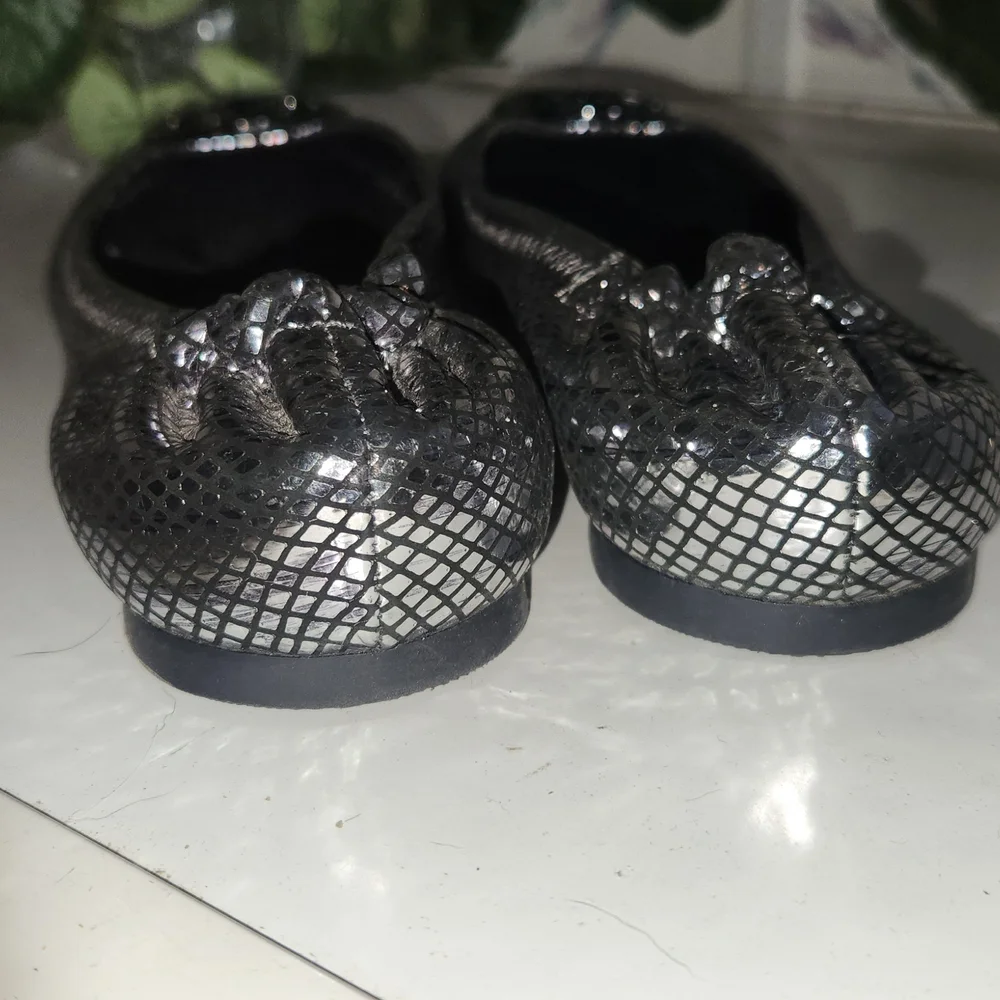 Tory Burch Black Snakeskin Flats - Picture 3 of 6